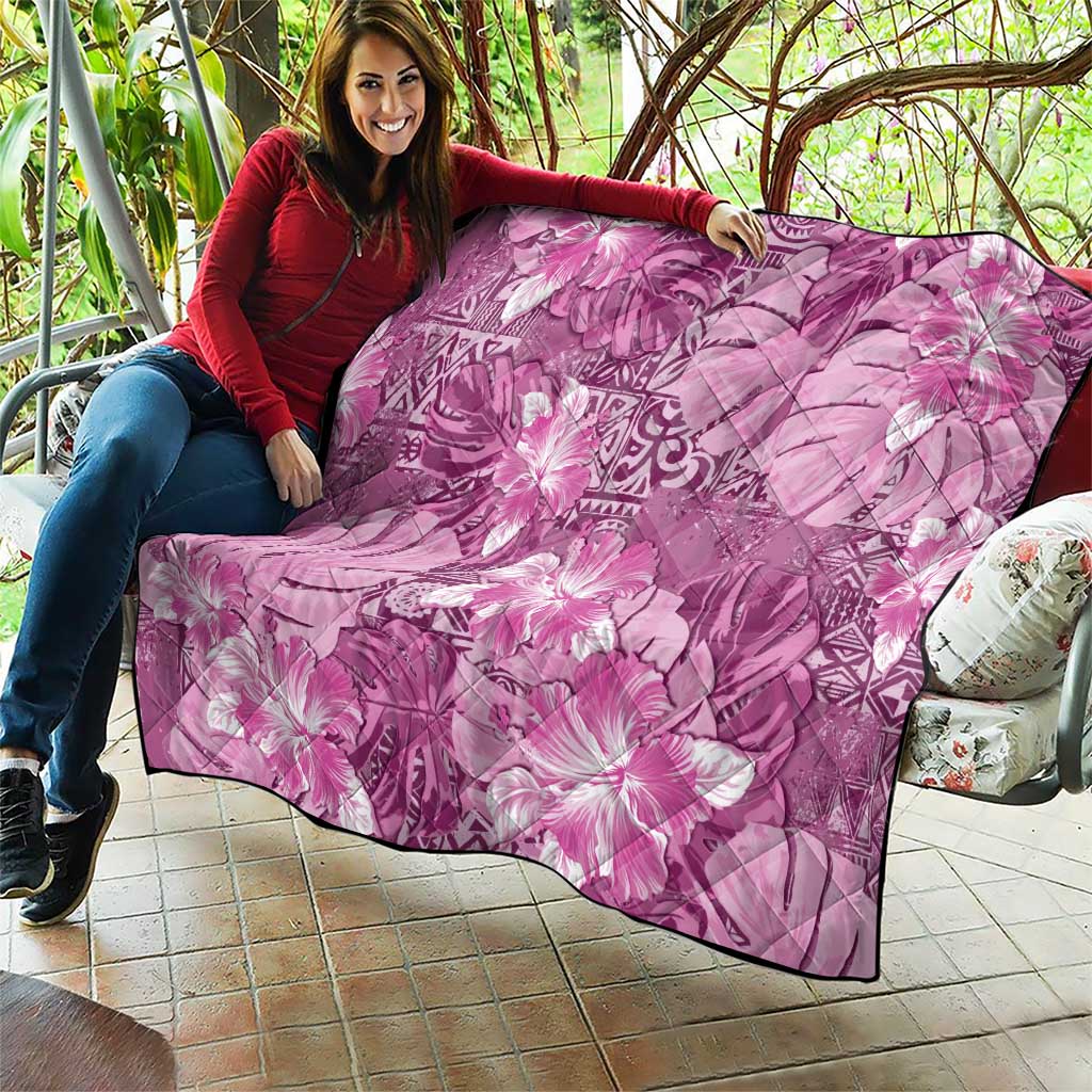 Hawaii Quilt Magenta Polynesian Monstera Patterns DT05 - Polynesian Pride
