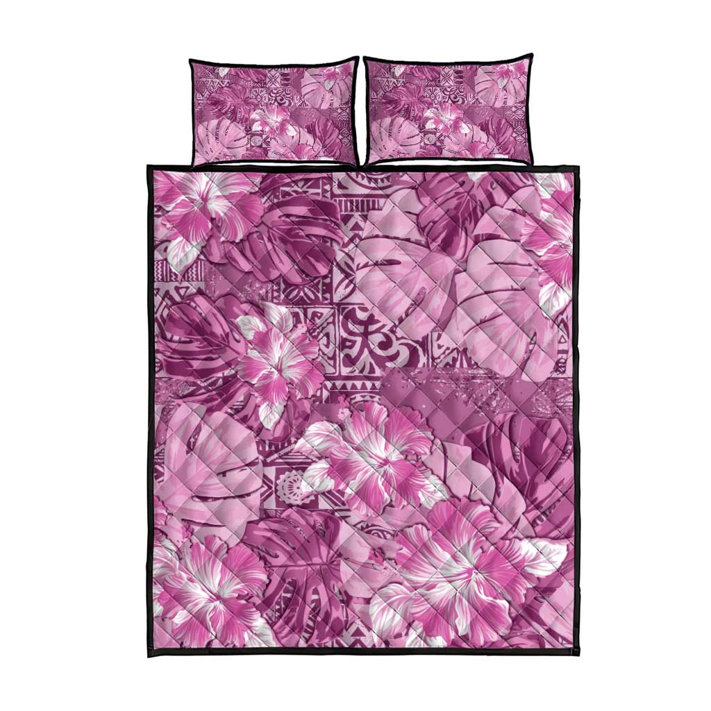 Hawaii Quilt Bed Set Magenta Polynesian Monstera Patterns DT05 - Polynesian Pride
