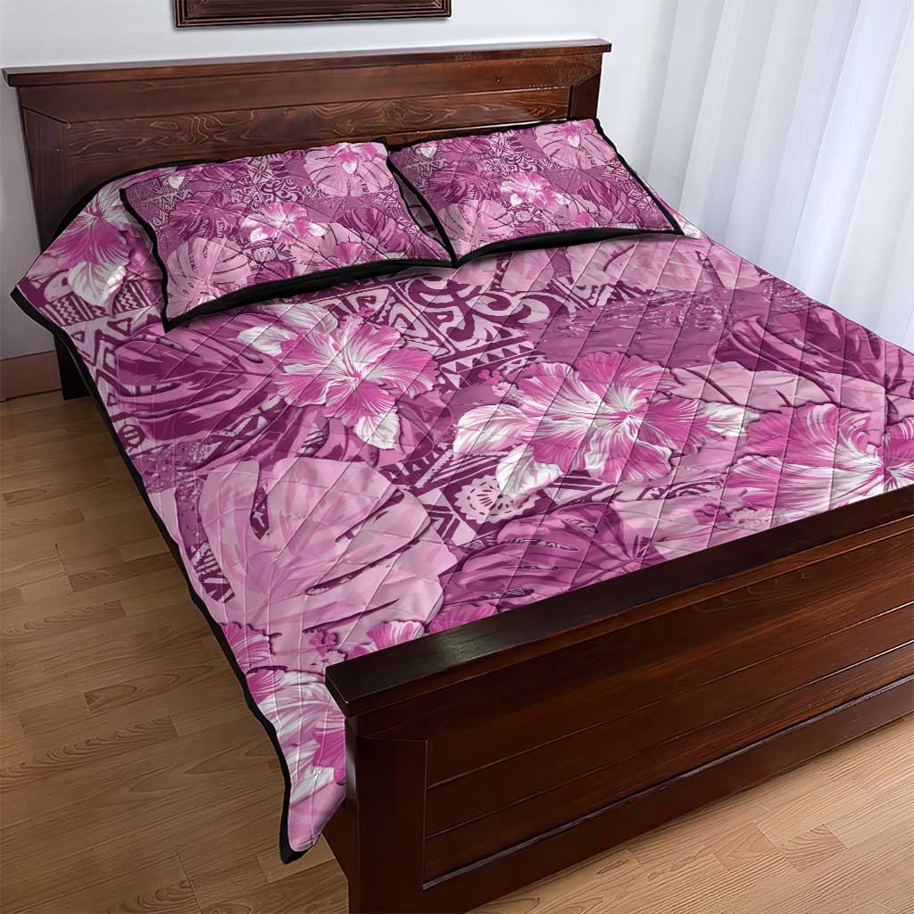 Hawaii Quilt Bed Set Magenta Polynesian Monstera Patterns DT05 - Polynesian Pride