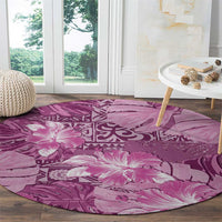 Hawaii Round Carpet Magenta Polynesian Monstera Patterns DT05 - Polynesian Pride