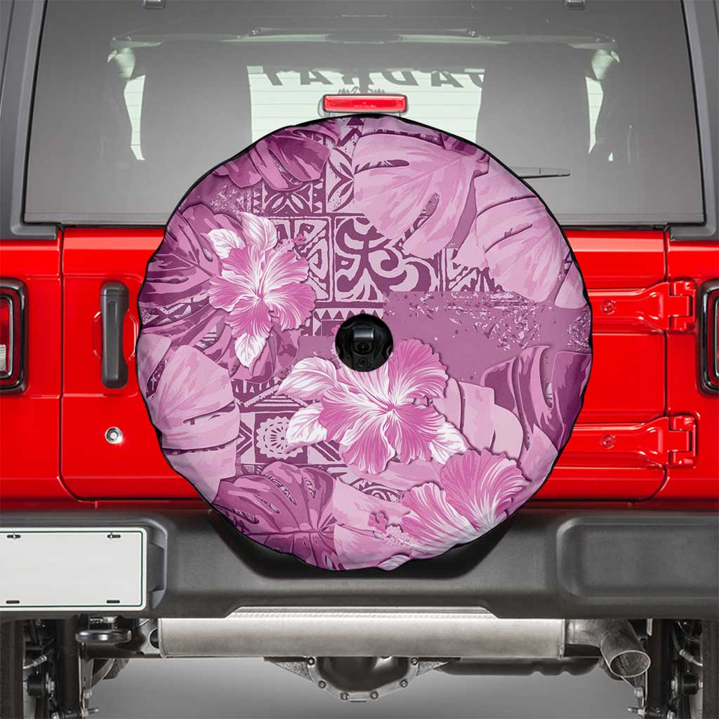 Hawaii Spare Tire Cover Magenta Polynesian Monstera Patterns DT05 - Polynesian Pride