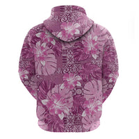 Hawaii Zip Hoodie Magenta Polynesian Monstera Patterns DT05 - Polynesian Pride