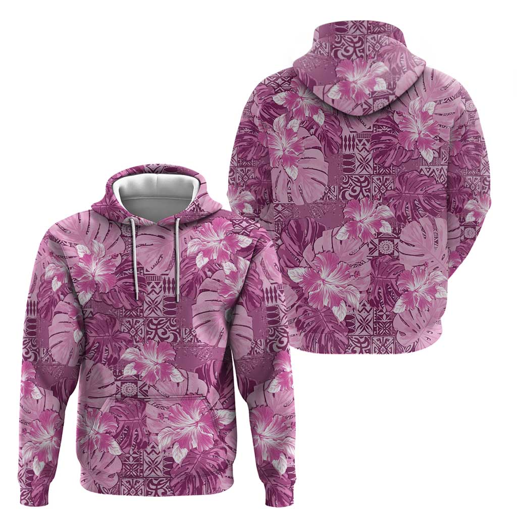 Hawaii Zip Hoodie Magenta Polynesian Monstera Patterns DT05 - Polynesian Pride