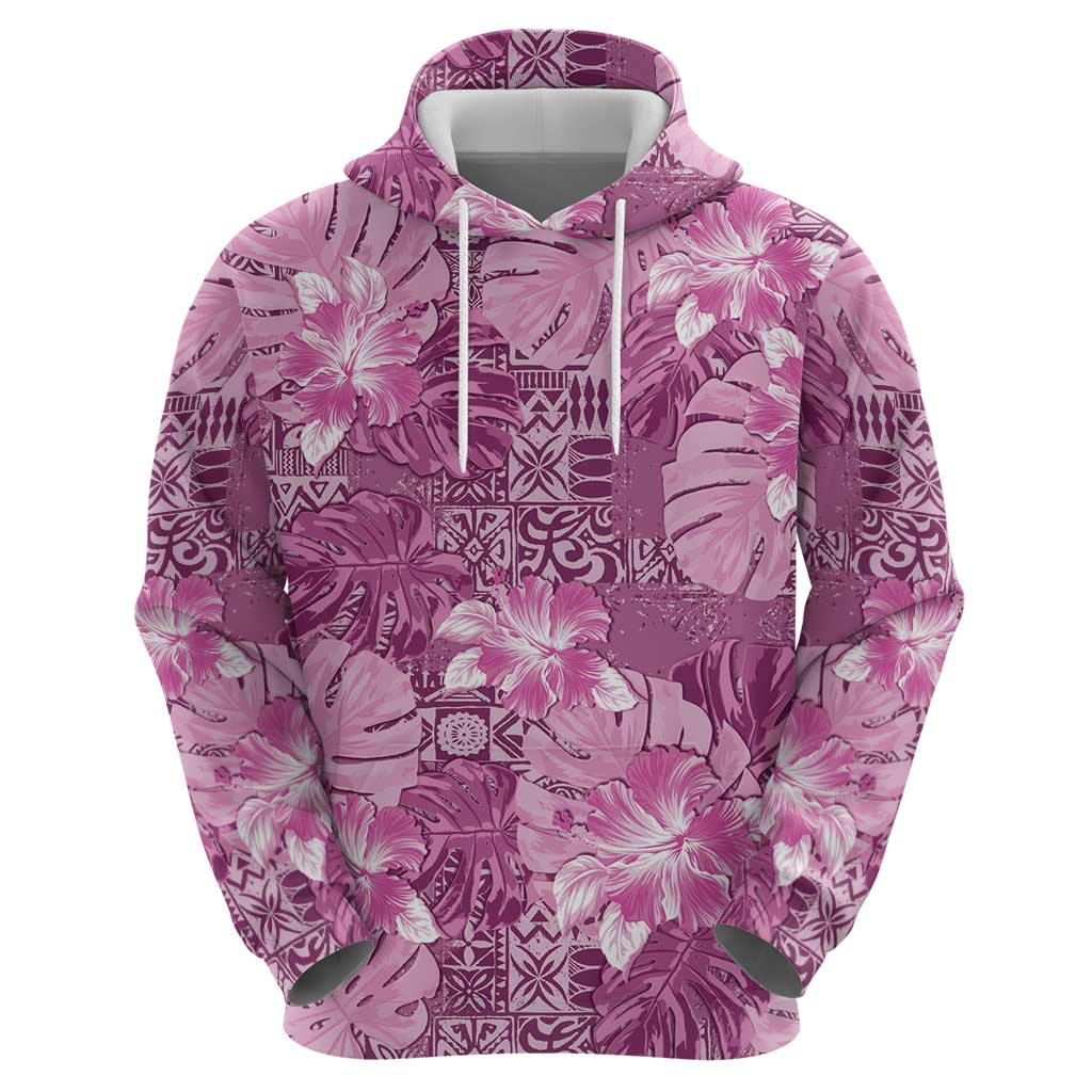 Hawaii Zip Hoodie Magenta Polynesian Monstera Patterns DT05 - Polynesian Pride