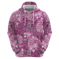 Hawaii Zip Hoodie Magenta Polynesian Monstera Patterns DT05 - Polynesian Pride