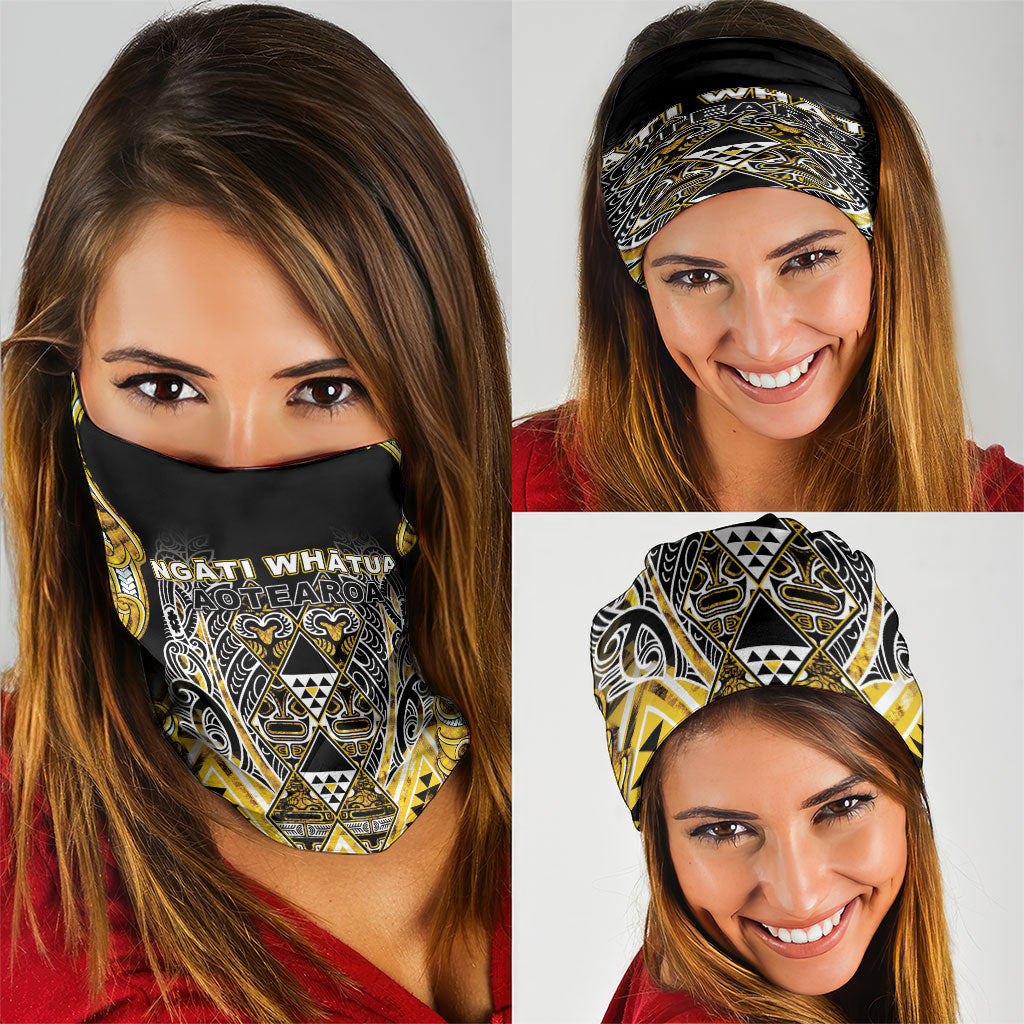 Aotearoa Ngati Whatua Neck Gaiter Maori Tribal Gold Paua Shell Pattern DT05 - Polynesian Pride