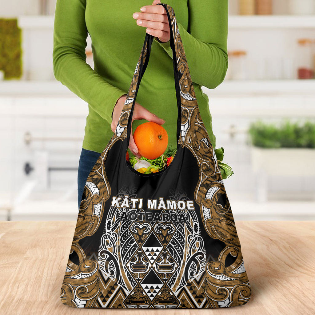 Aotearoa Kati Mamoe Grocery Bag Maori Brown Tribal Paua Shell Pattern DT05 - Polynesian Pride
