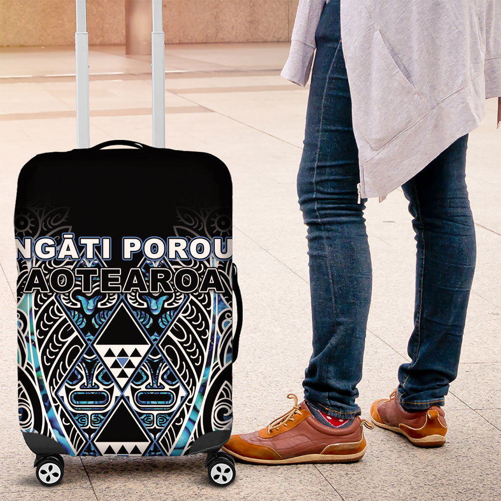 Aotearoa Ngati Porou Luggage Cover Maori Light Blue Tribal Paua Shell Pattern DT05 Blue - Polynesian Pride