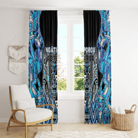 Aotearoa Ngati Porou Window Curtain Maori Light Blue Tribal Paua Shell Pattern DT05 - Polynesian Pride