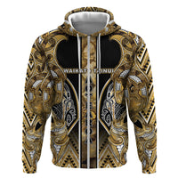 Aotearoa Waikato Tainui Zip Hoodie Maori Light Gold Tribal Paua Shell Pattern DT05 Zip Hoodie Yellow - Polynesian Pride