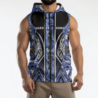 Aotearoa Ngati Kahungunu Sleeveless Zip Hoodie Maori Tribal Blue Paua Shell Pattern DT05 - Polynesian Pride
