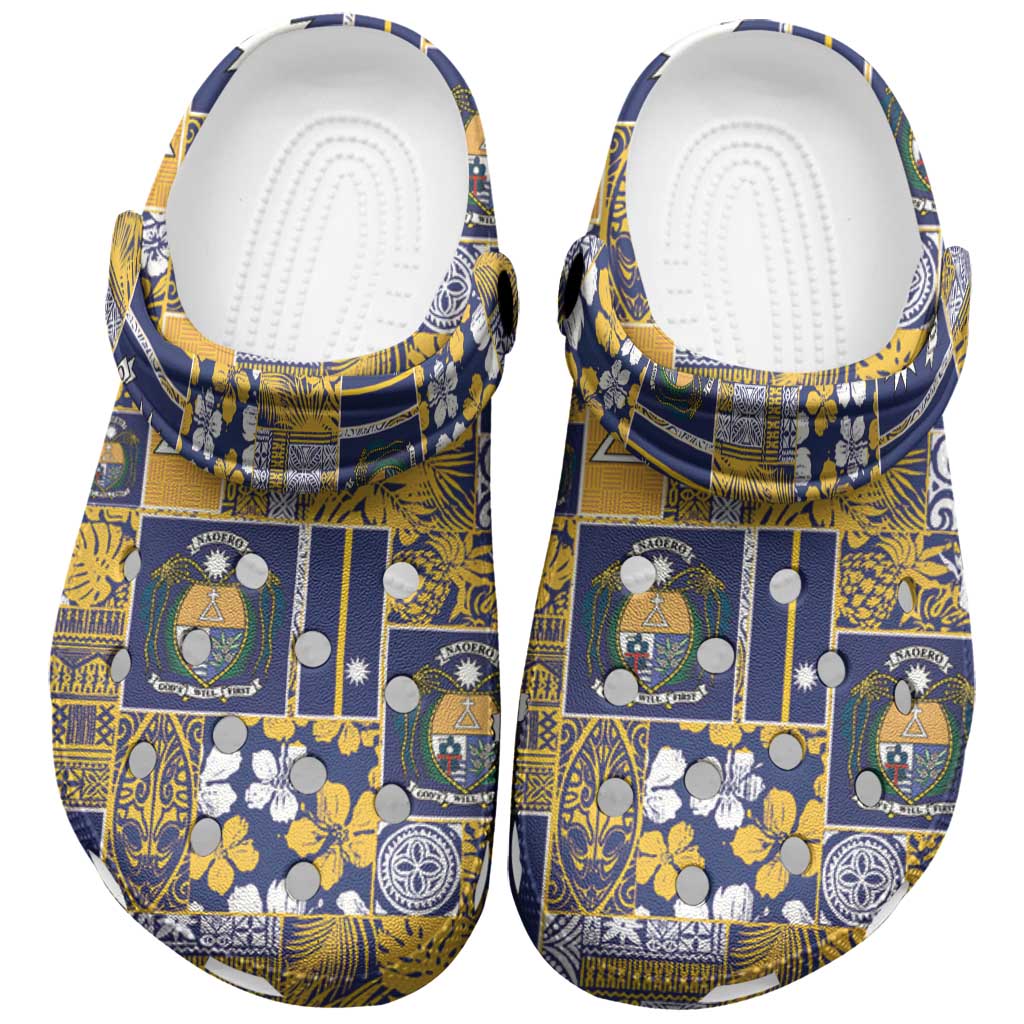 Ekamawir omo Nauru Clogs Shoes Pacific Patchwork Xmas Vibes LT9 Blue - Polynesian Pride