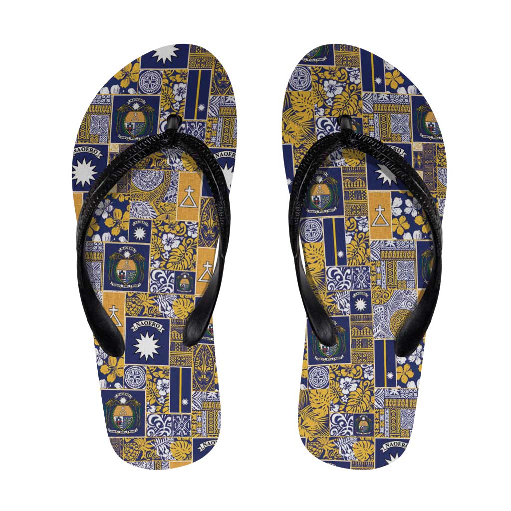 Ekamawir omo Nauru Flip Flops Pacific Patchwork Xmas Vibes LT9 Blue - Polynesian Pride