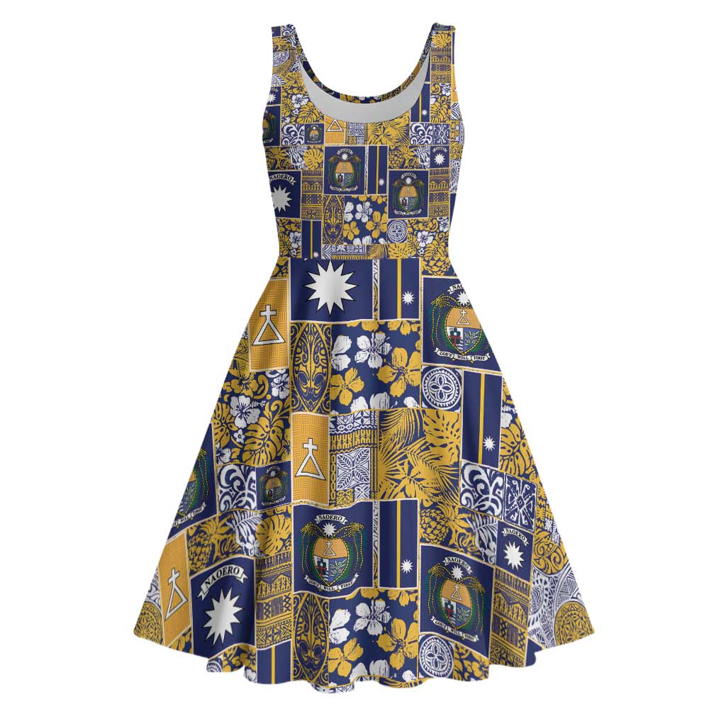 Ekamawir omo Nauru Midi Dress Pacific Patchwork Xmas Vibes LT9 Blue - Polynesian Pride