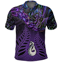 New Zealand Darts Polo Shirt - Maori Manaia Paua Shell Purple - Polynesian Pride
