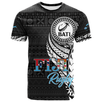Custom Fiji Rugby Bati Tapa Pattern T Shirt LT2 - Polynesian Pride