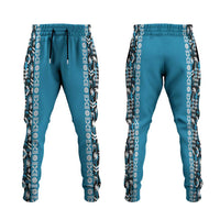 Fiji Bati Jogger Pants Bati Island Warrior Geometry LT9 Blue - Polynesian Pride