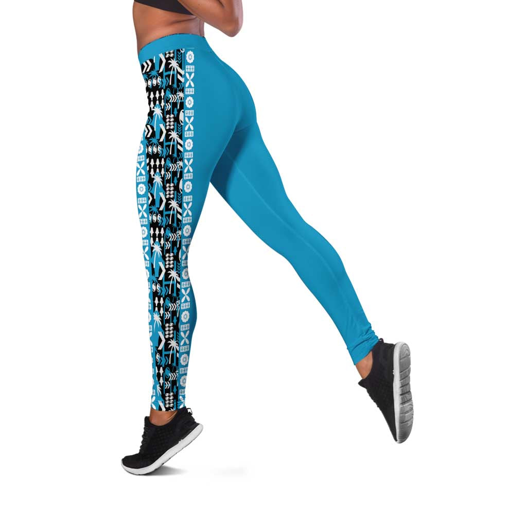 Fiji Bati Leggings Bati Island Warrior Geometry LT9 Blue - Polynesian Pride