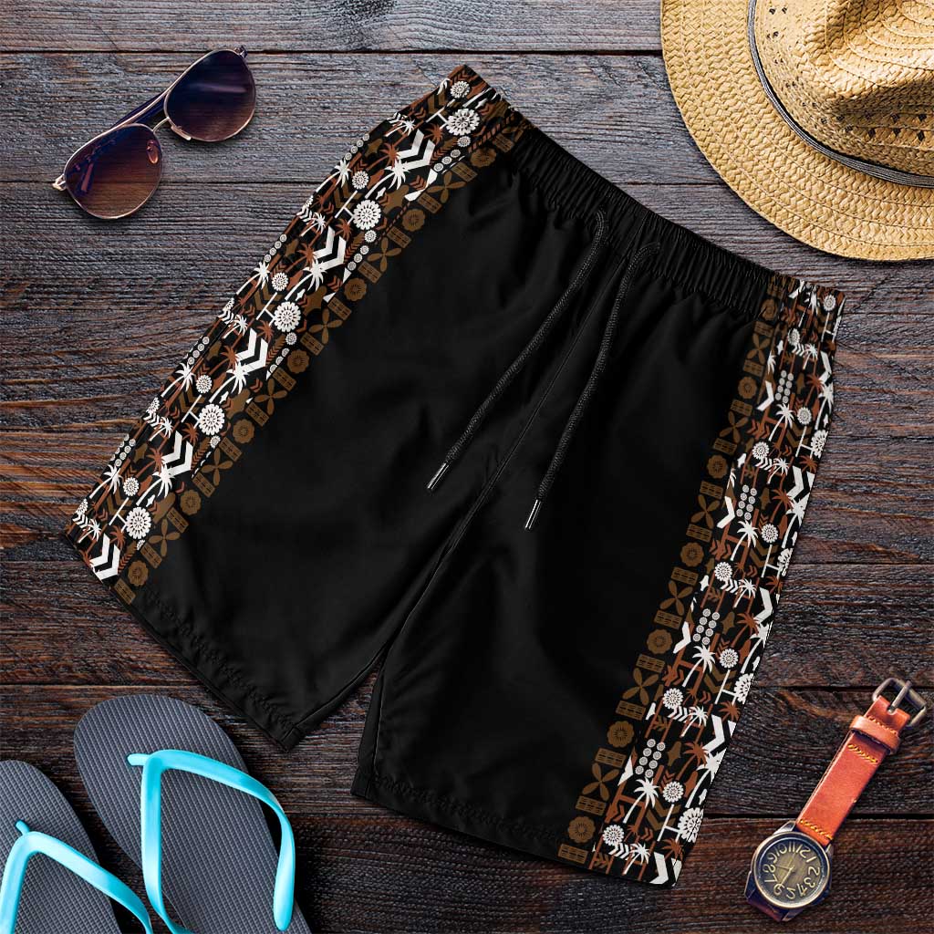 Fiji Bati Shorts for Men Masi-inspired Tapa Pattern LT9 Brown - Polynesian Pride