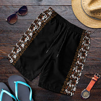 Fiji Bati Shorts for Men Masi-inspired Tapa Pattern LT9 Brown - Polynesian Pride