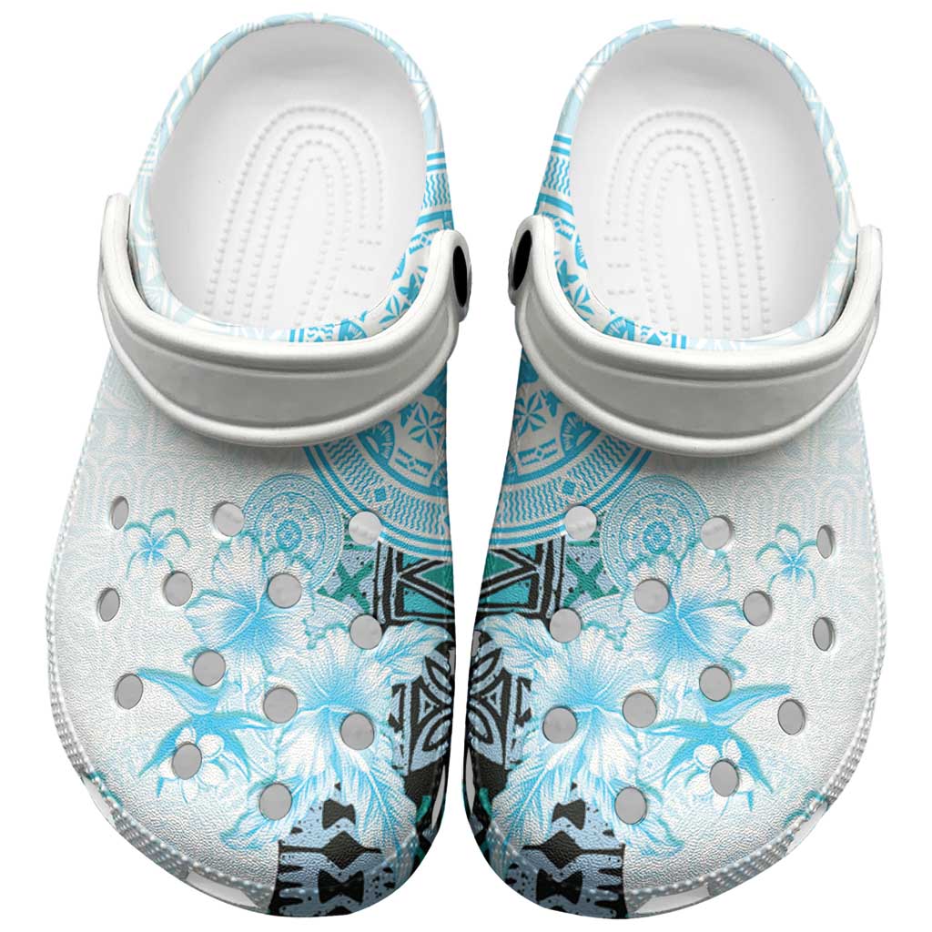 Fiji Clogs Shoes Masi Tapa Pattern Blue LT05 Blue - Polynesian Pride