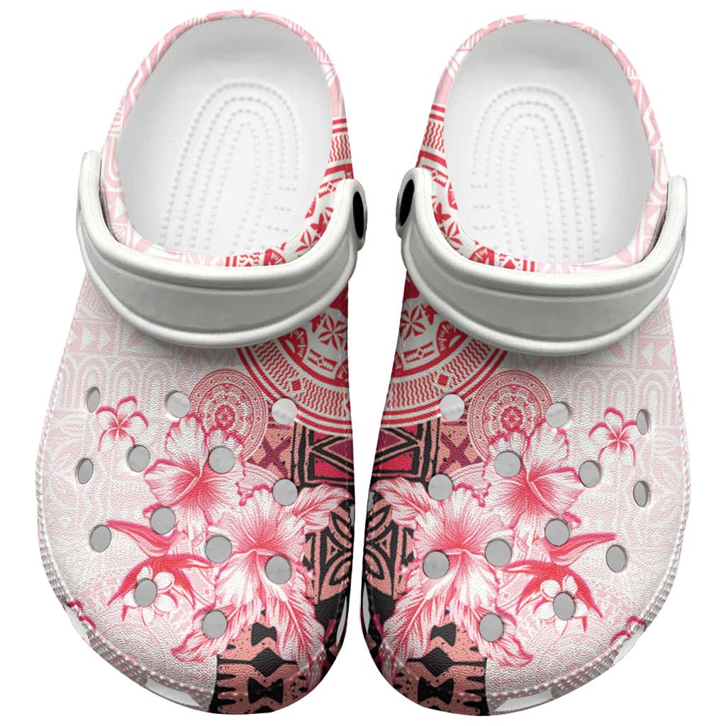 Fiji Clogs Shoes Masi Tapa Pattern Red LT05 Red - Polynesian Pride