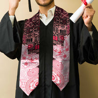 Fiji Graduation Stole Masi Tapa Pattern Red LT05 - Polynesian Pride