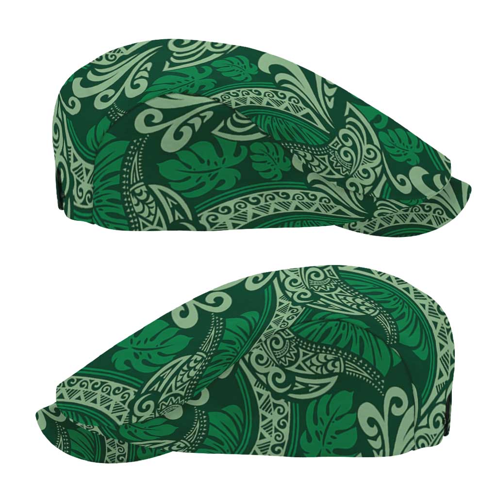 Forest Green Monstera Jeff Hat Polynesian Tribal Pattern LT01 - Polynesian Pride