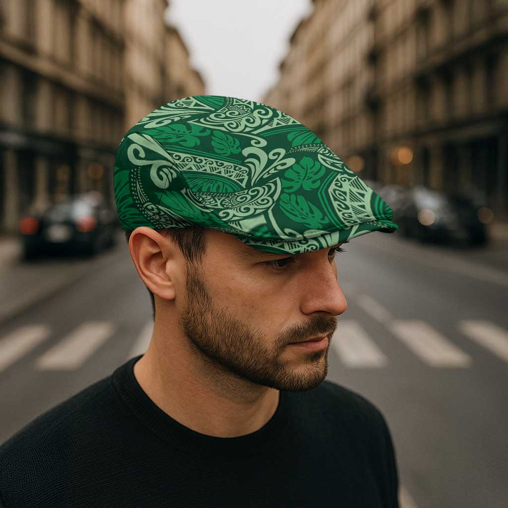 Forest Green Monstera Jeff Hat Polynesian Tribal Pattern LT01 - Polynesian Pride