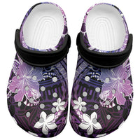 Galaxy Polynesian Pattern With Tropical Flowers Clogs Shoes LT05 Galaxy - Polynesian Pride