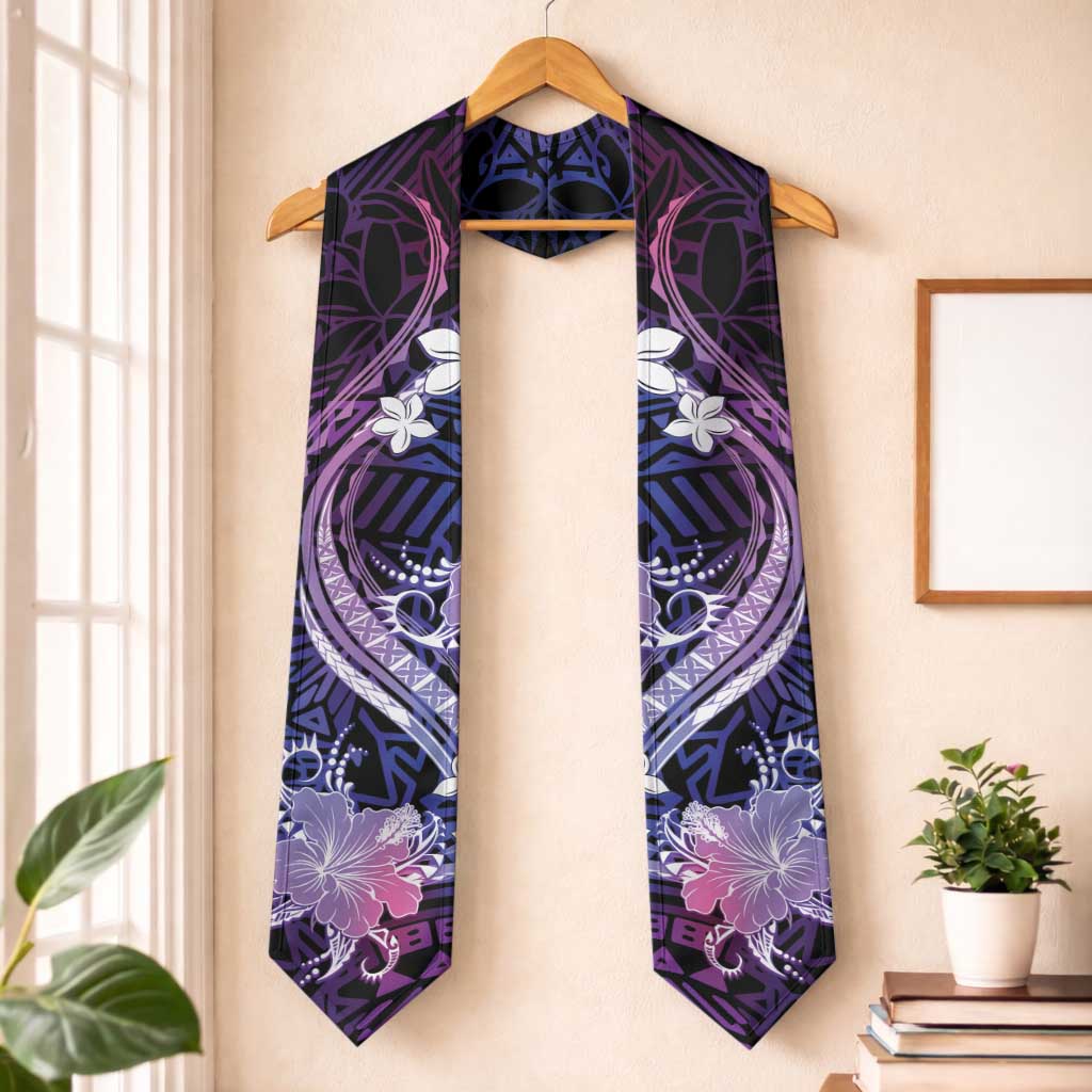 Galaxy Polynesian Pattern With Tropical Flowers Graduation Stole LT05 One Size Galaxy - Polynesian Pride