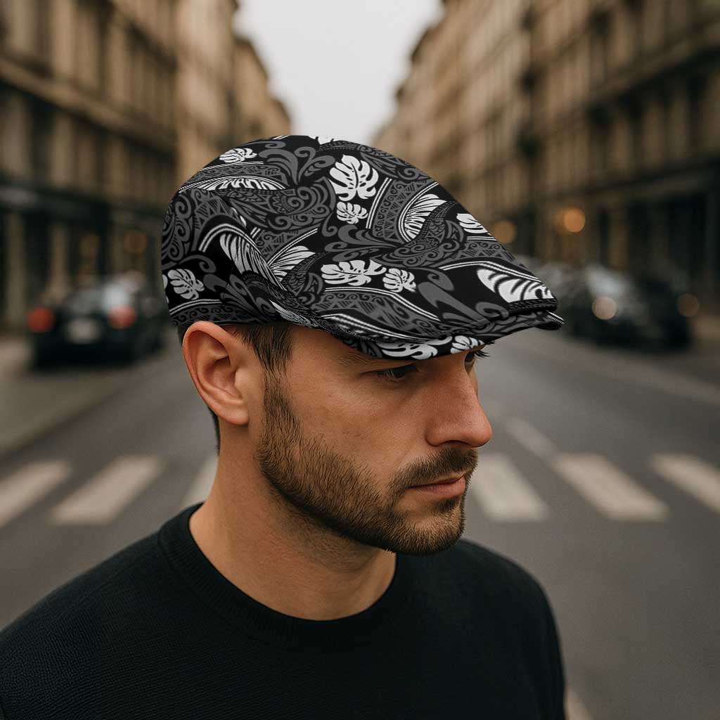 Grayscale Monstera Jeff Hat Polynesian Tribal Pattern LT01 - Polynesian Pride
