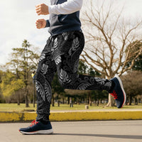 Grayscale Monstera Jogger Pants Polynesian Tribal Pattern LT01 - Polynesian Pride
