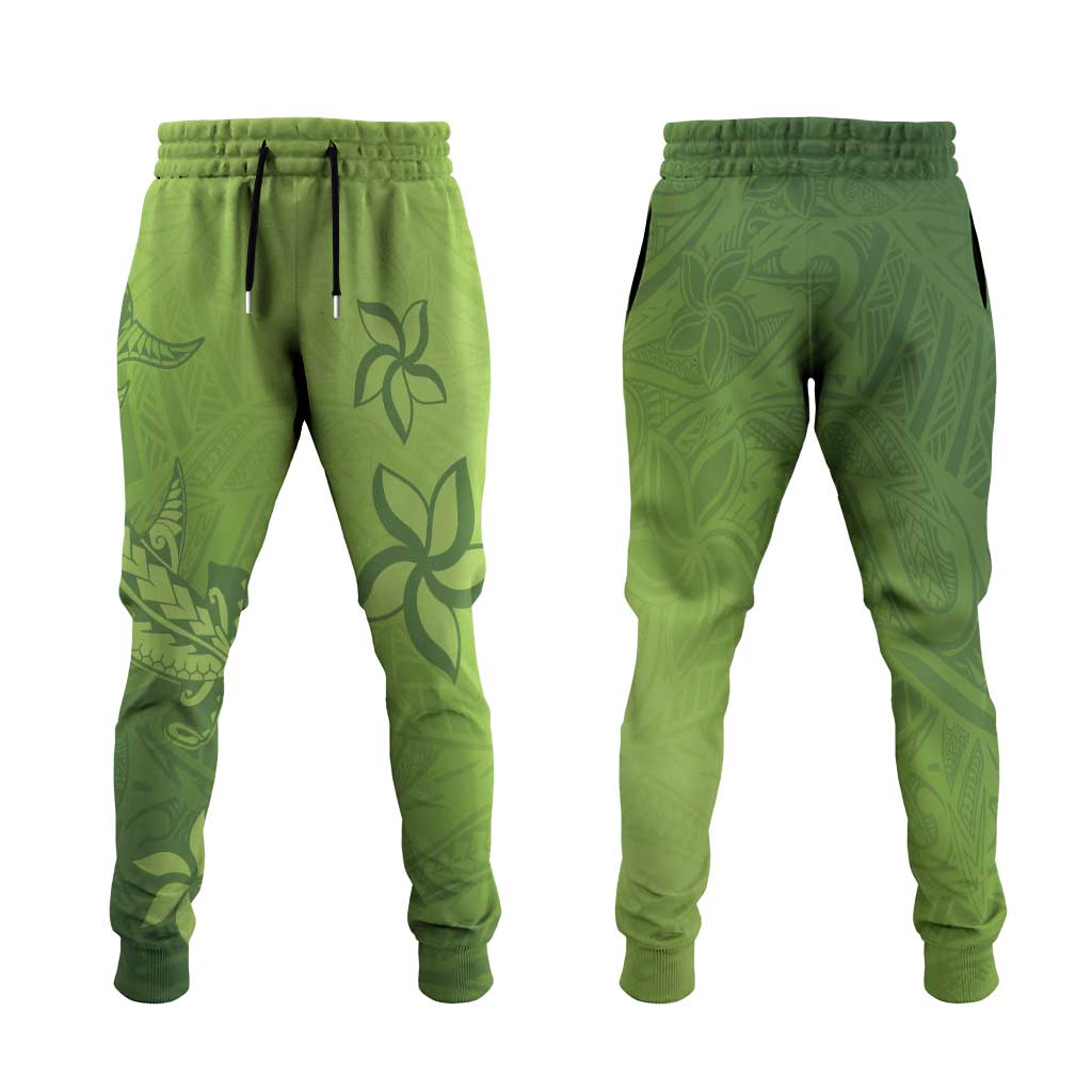 Green Gradient Polynesia Jogger Pants Hawaiian Tribal Hammerhead Shark Tattoo LT14 Green - Polynesian Pride
