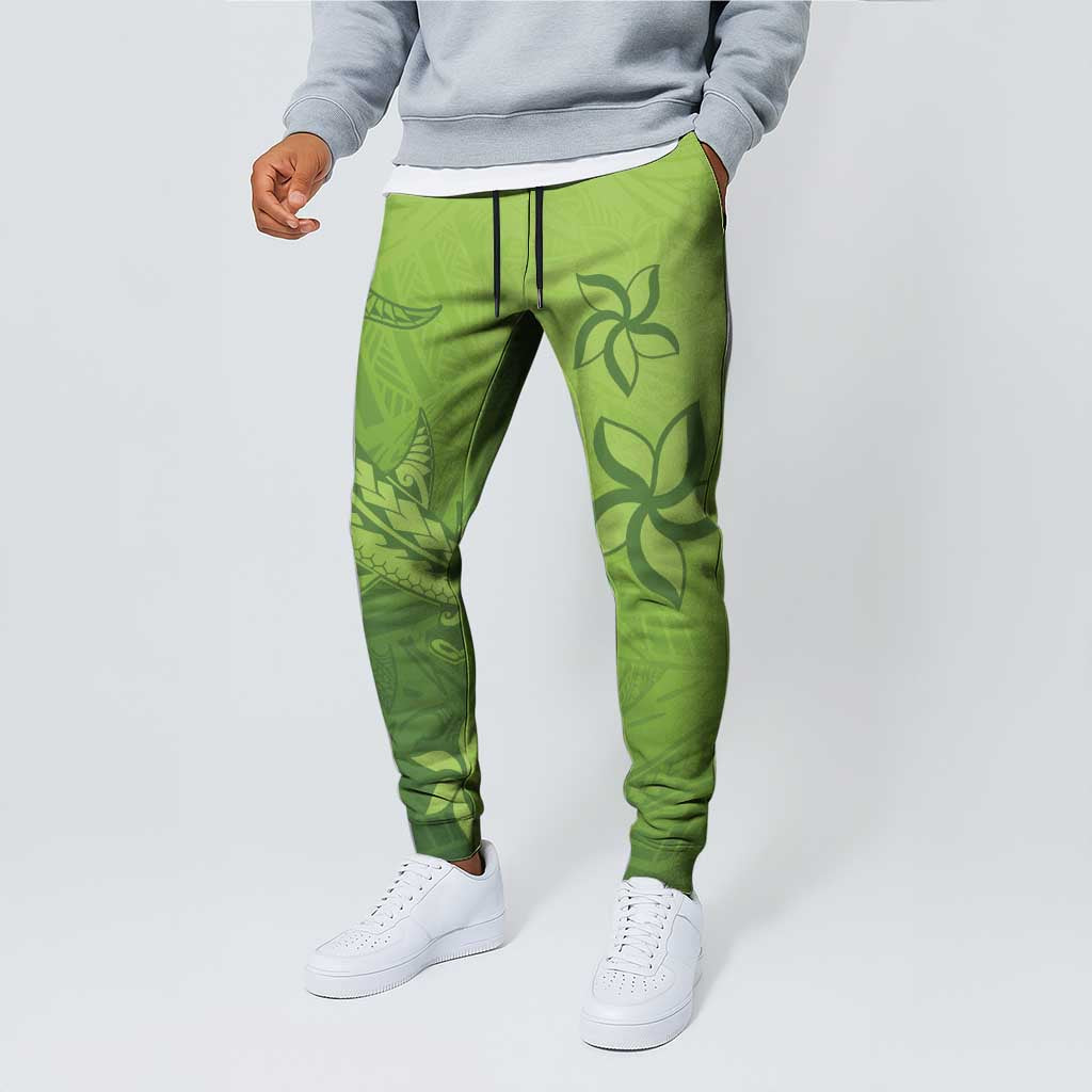 Green Gradient Polynesia Jogger Pants Hawaiian Tribal Hammerhead Shark Tattoo LT14 - Polynesian Pride