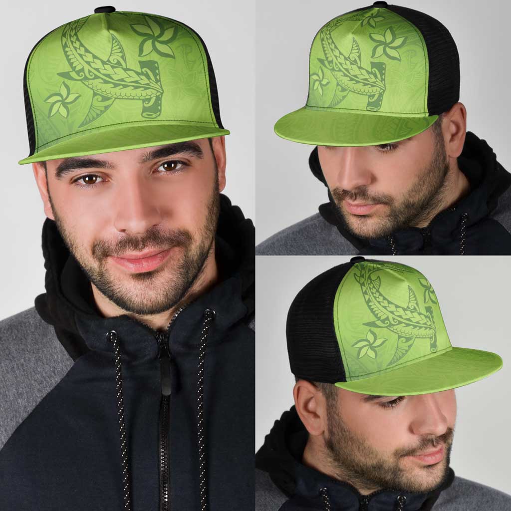 Green Gradient Polynesia Mesh Trucker Cap Hawaiian Tribal Hammerhead Shark Tattoo LT14 - Polynesian Pride