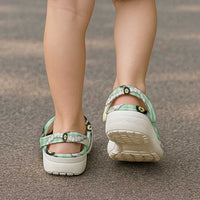 Green Palaka Hawaii Clogs Shoes Kukui Nut Pikake Lei Hawaiian Tapa Pattern LT14 - Polynesian Pride