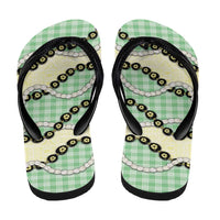 Green Palaka Hawaii Flip Flops Kukui Nut Pikake Lei Hawaiian Tapa Pattern LT14 - Polynesian Pride