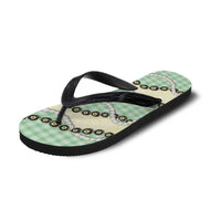 Green Palaka Hawaii Flip Flops Kukui Nut Pikake Lei Hawaiian Tapa Pattern LT14 - Polynesian Pride