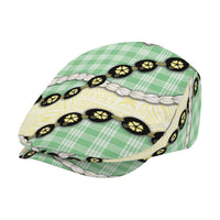 Green Palaka Hawaii Jeff Hat Kukui Nut Pikake Lei Hawaiian Tapa Pattern LT14 - Polynesian Pride