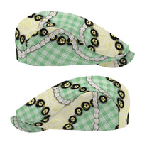 Green Palaka Hawaii Jeff Hat Kukui Nut Pikake Lei Hawaiian Tapa Pattern LT14 - Polynesian Pride