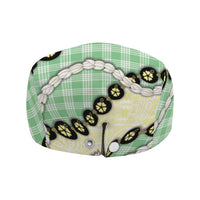 Green Palaka Hawaii Jeff Hat Kukui Nut Pikake Lei Hawaiian Tapa Pattern LT14 - Polynesian Pride