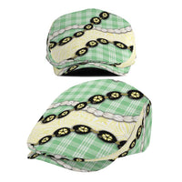 Green Palaka Hawaii Jeff Hat Kukui Nut Pikake Lei Hawaiian Tapa Pattern LT14 - Polynesian Pride