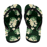Green Tropical Hawaii Flip Flops Seamless Monstera Plumeria Hawaiian Pattern LT14 - Polynesian Pride