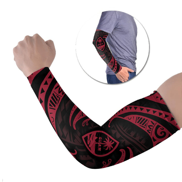 Guam Polynesian Arm Sleeve - Bright Red Tribal Wave LT9 - Polynesian Pride