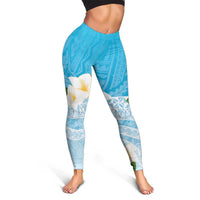 Guam Chamorro Guasali Flowers Leggings Aqua Gradient LT7 - Polynesian Pride