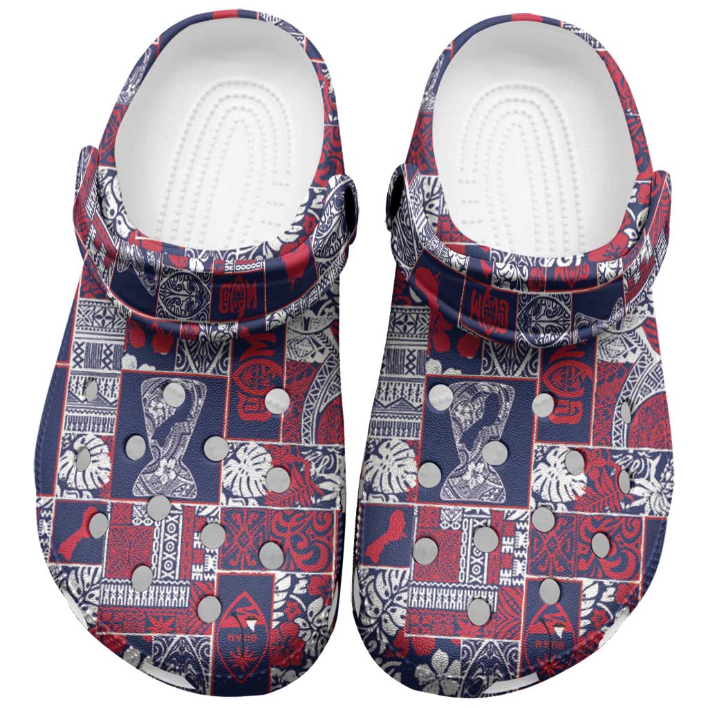 Guam Felis Pasgua Clogs Shoes Pacific Patchwork Xmas Vibes LT9 Blue - Polynesian Pride