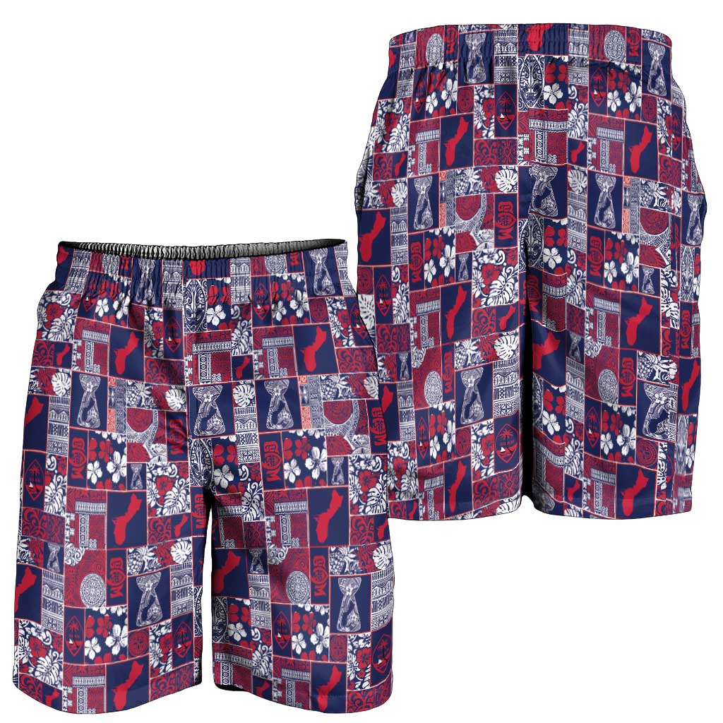 Guam Felis Pasgua Shorts for Men Pacific Patchwork Xmas Vibes LT9 - Polynesian Pride