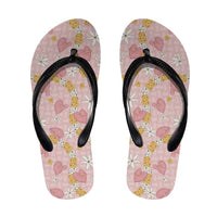 Hawaii Anthurium Tiare Pikake Lei Flip Flops Akala Lauhala Art Pattern LT01 Pink - Polynesian Pride