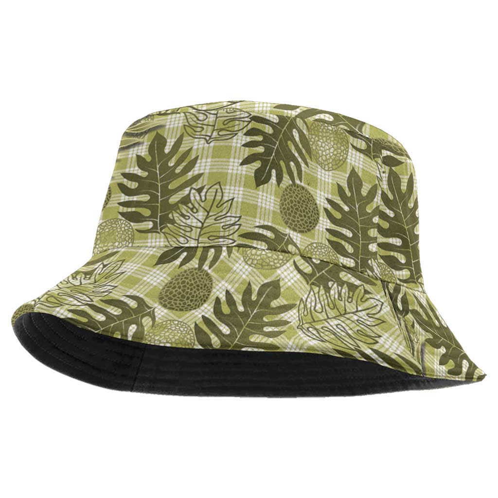 Hawaii Breadfruit Palaka Bucket Hat Omaomao Maile Lei LT9 One Size Green - Polynesian Pride